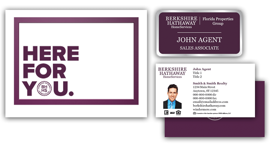 berkshire hathaway homeservices florida properties group new agent kit notecards name badge and business cards