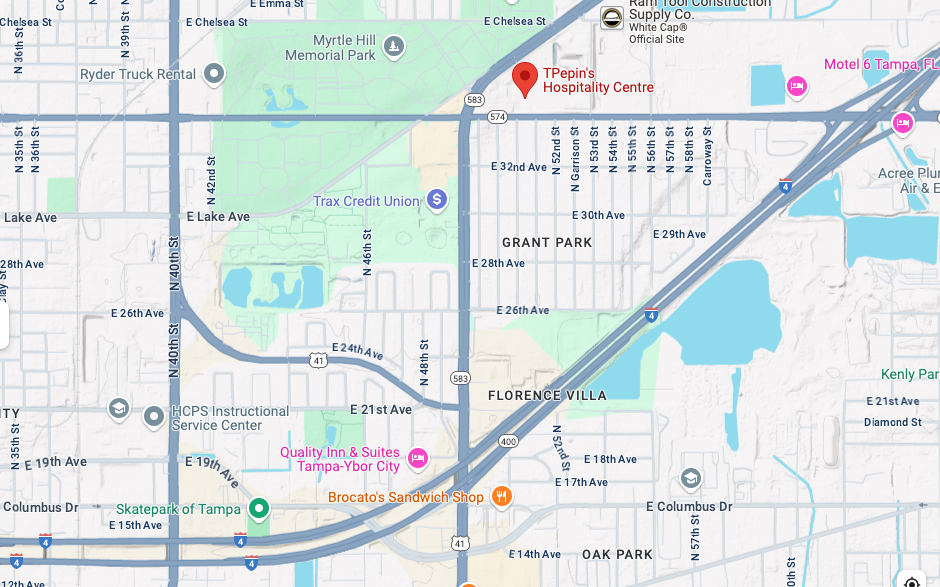map showing T Pepin's Hospitality Centre location